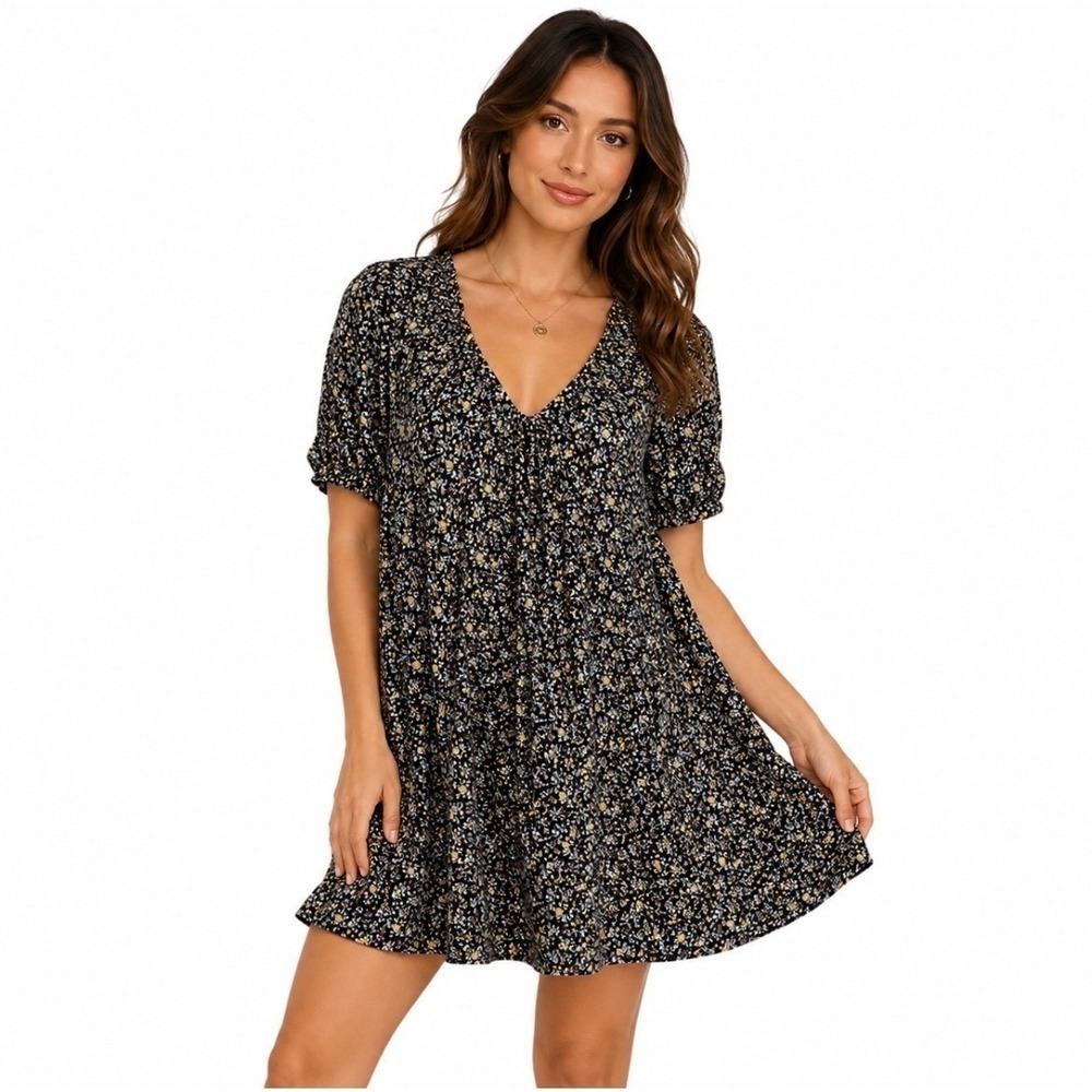 Madewell Ruffle Button Front Trapeze Mini Dress‎ Folkmagic Garden Black
Classic